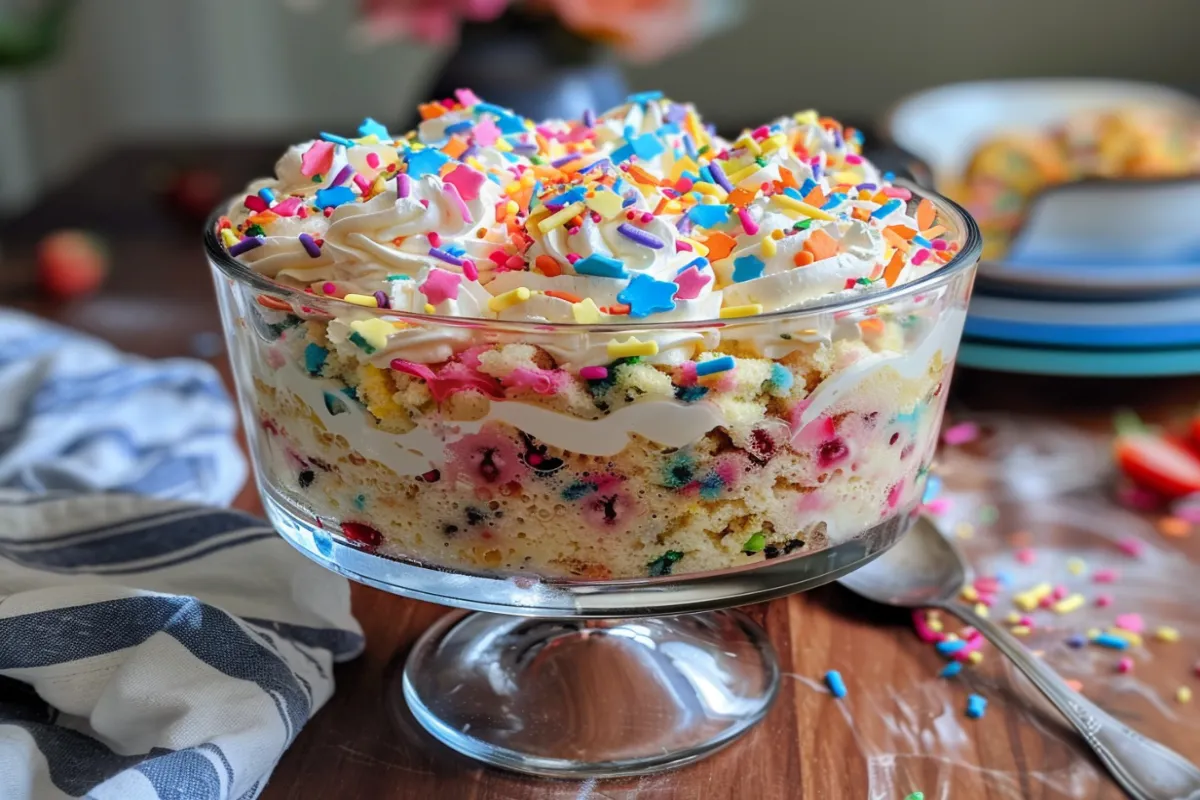 Pudding Funfetti Poke Cake Trifle Recipe | Easy Layered Dessert