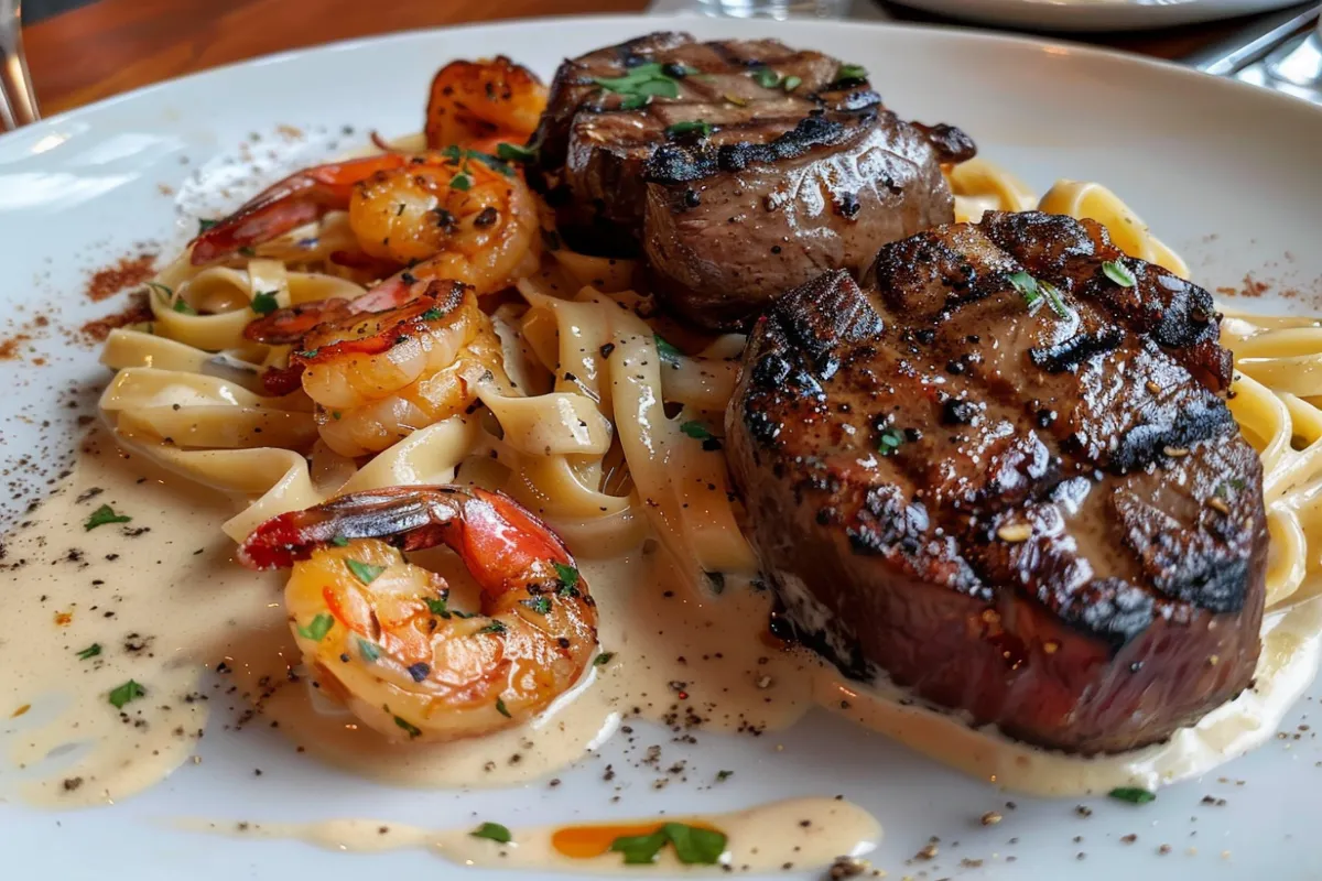Blackened Steak and Shrimp Alfredo Recipe