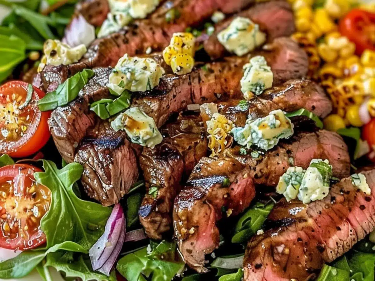 Balsamic Steak Gorgonzola Salad With Grilled Corn Awaits!
