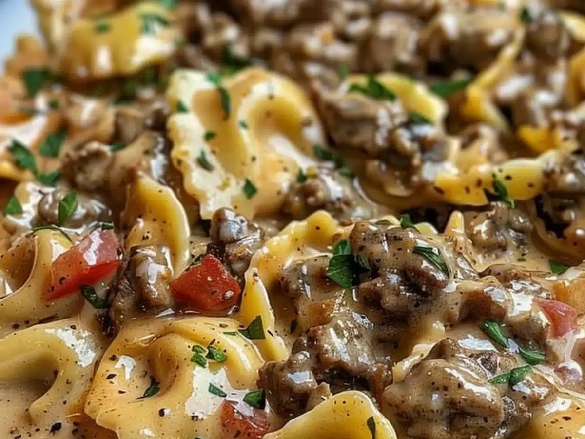 Cheesesteak Tortellini in Creamy Provolone Sauce Delights!