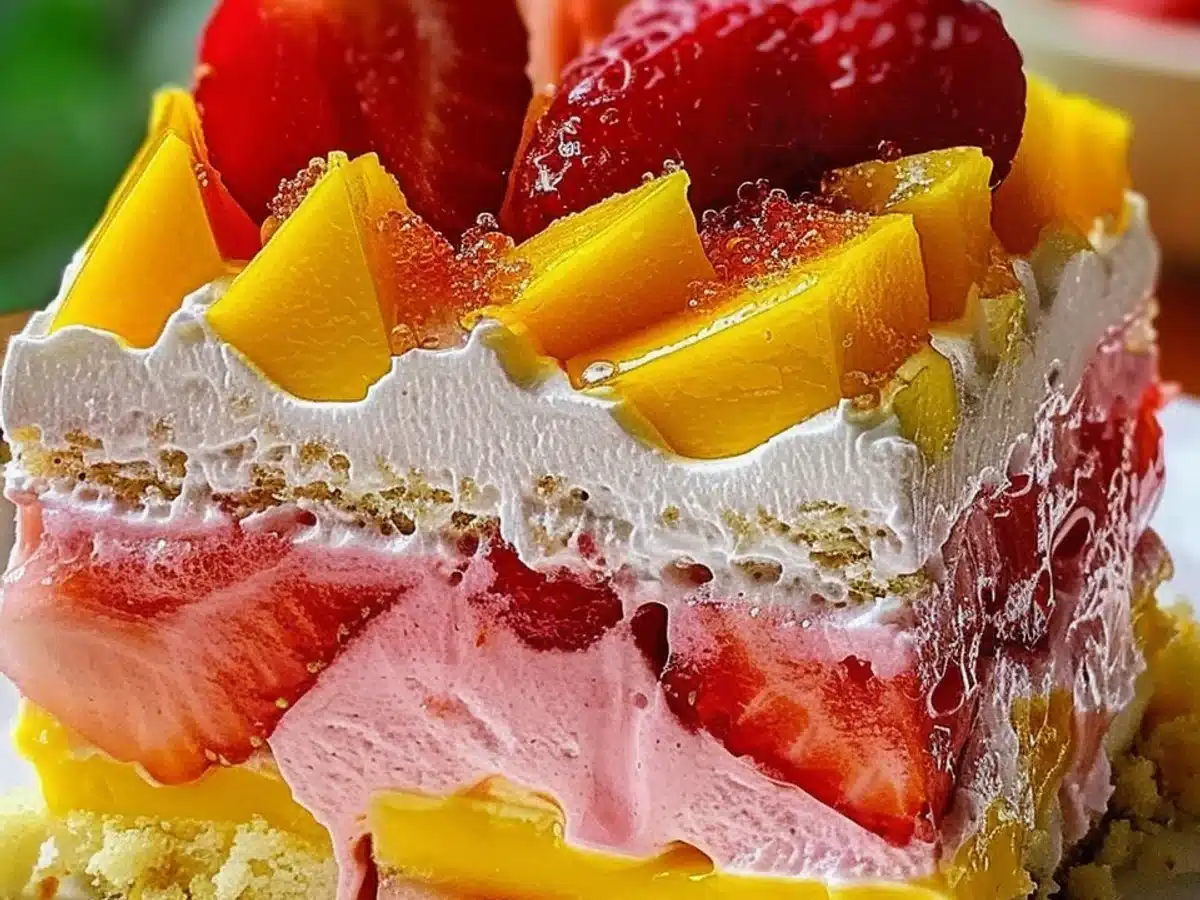 Strawberry Mango Split Cake: A pleasant Summer Treat!