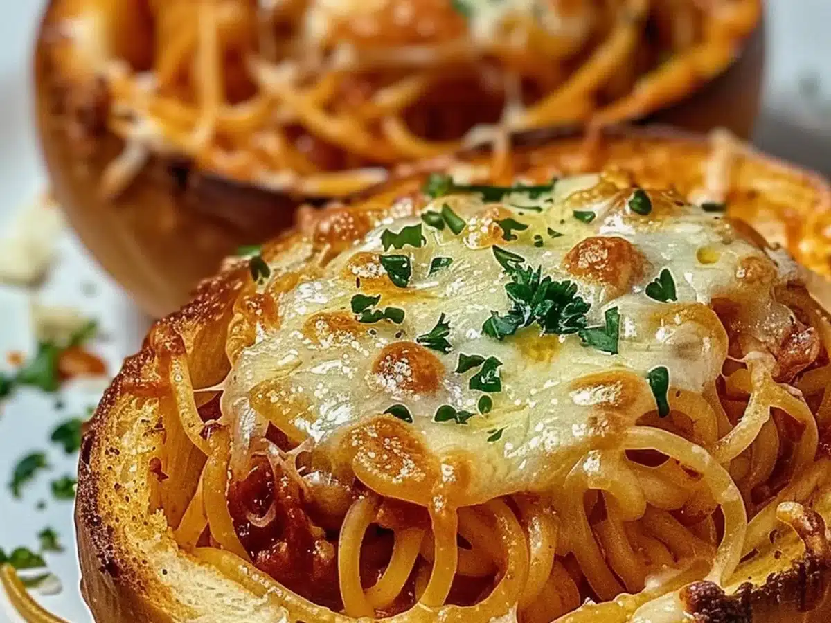 Spaghetti Garlic Bread Bowls: A yummy Twist Awaits!