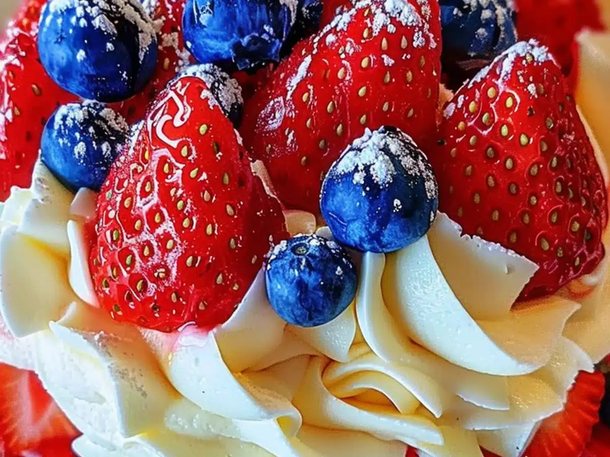 Red, White, and Blue Cheesecake Strawberries Delight You!
