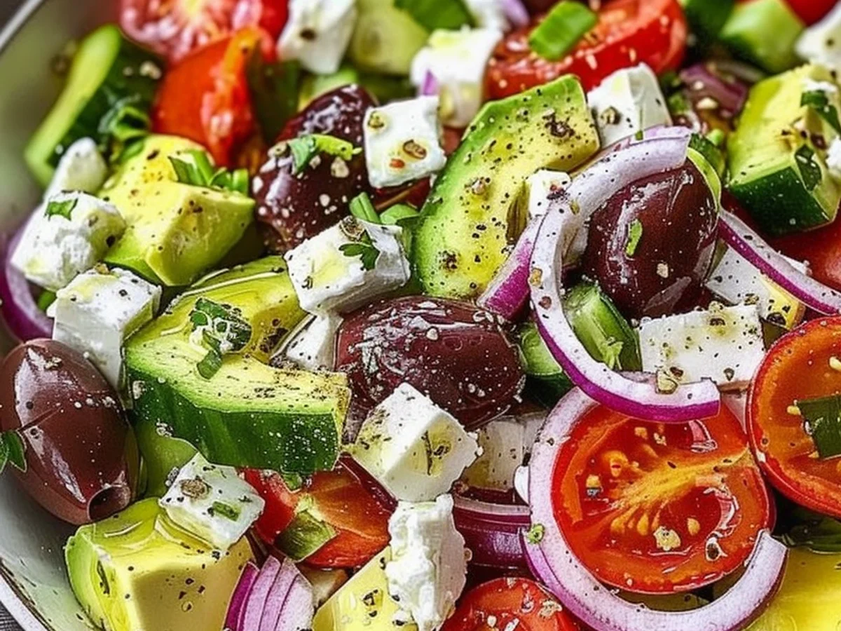 Easy Avocado & Feta Greek Salad That Will Delight You!