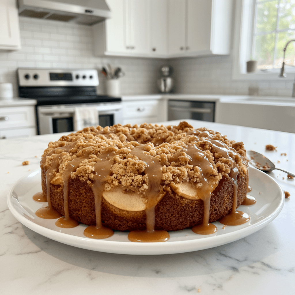Rustic Apple Crumb Cake with Cinnamon Apple Drizzle