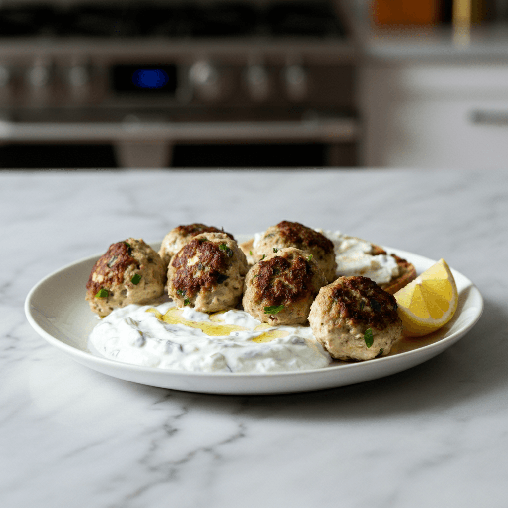 Tender Greek Turkey Meatballs with Fresh Tzatziki