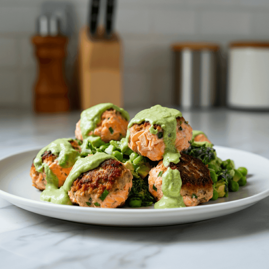 Salmon Meatballs: Zesty Bites with Creamy Avocado