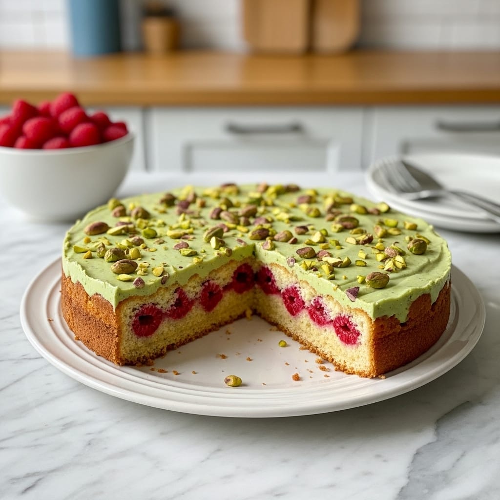 Fresh Pistachio Raspberry Cake: A Berry Nutty Delight