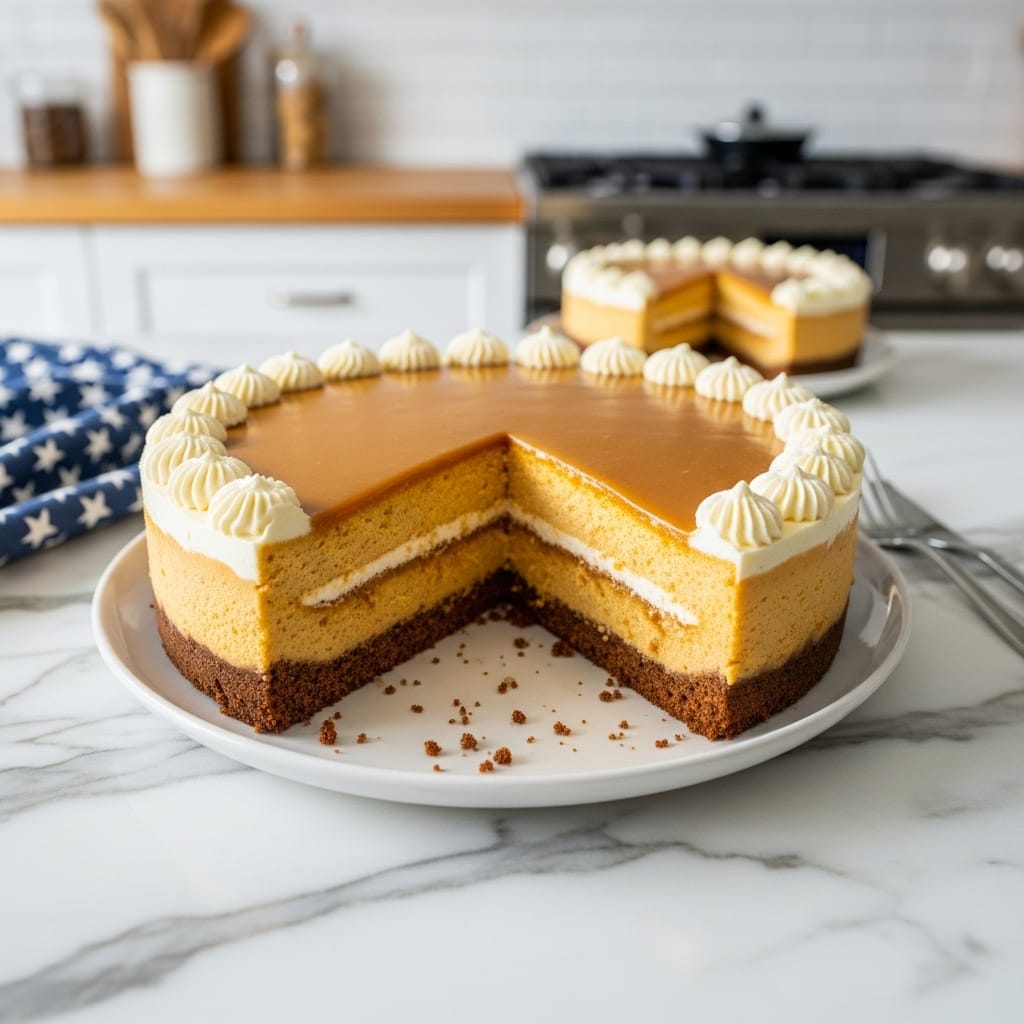 Rich Pumpkin Caramel Cheesecake Layer Cake