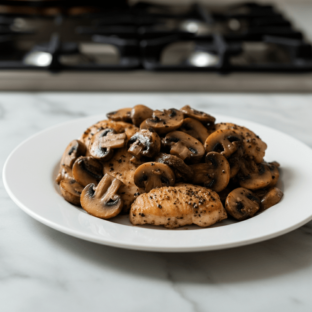 Spicy Black Pepper Chicken with Mushrooms
