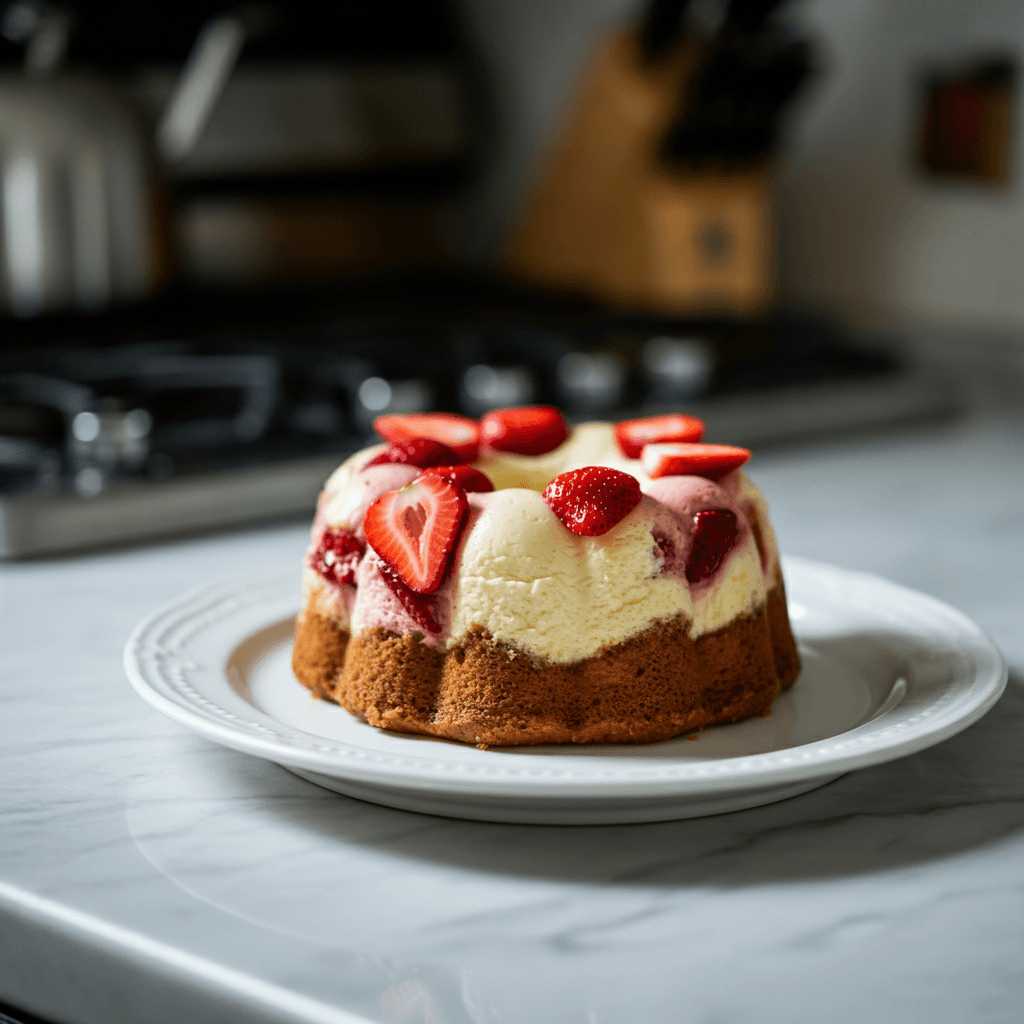 Fresh Strawberry Cheesecake Pound Cake Loaf