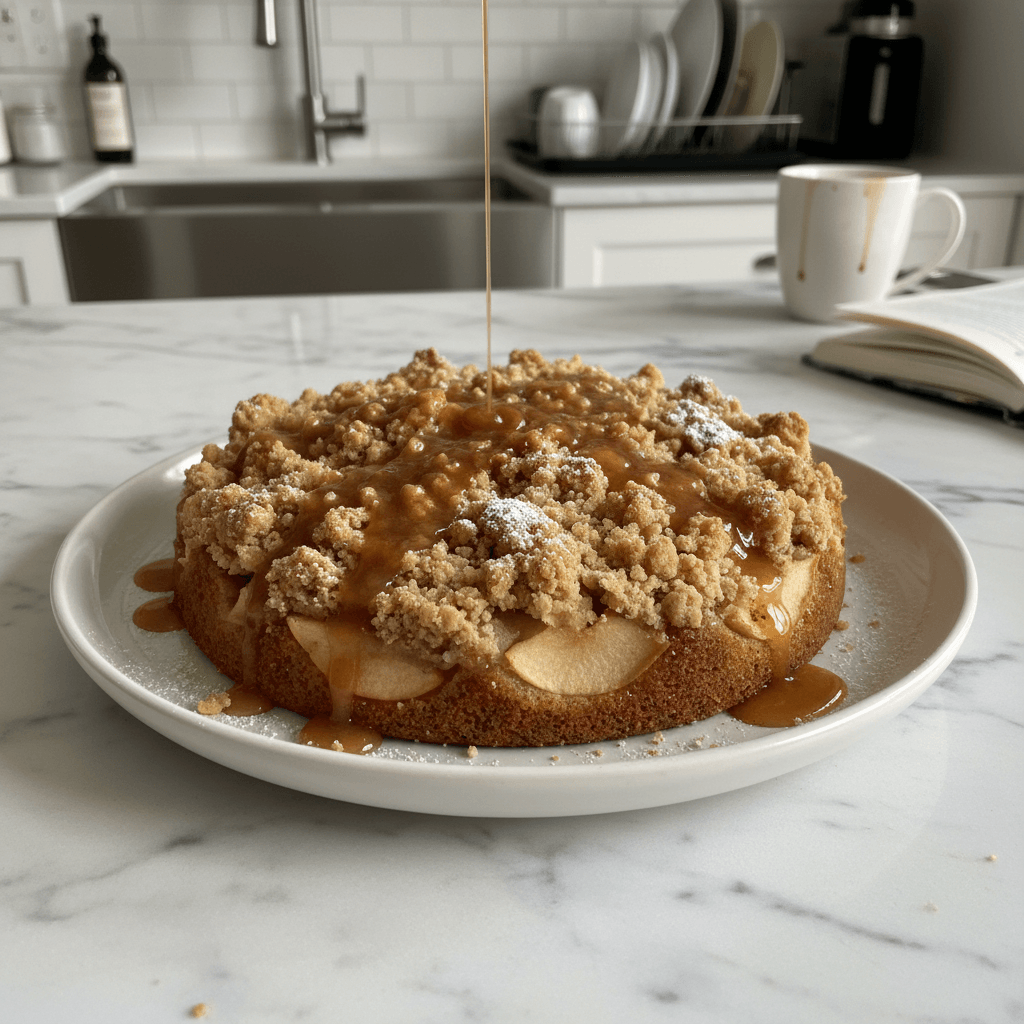 Rustic Apple Crumb Cake with Cinnamon Apple Drizzle