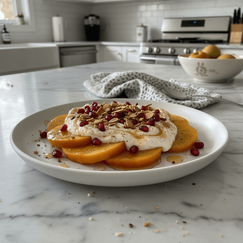 Tangy Mediterranean Broiled Persimmon & Spiced Yogurt