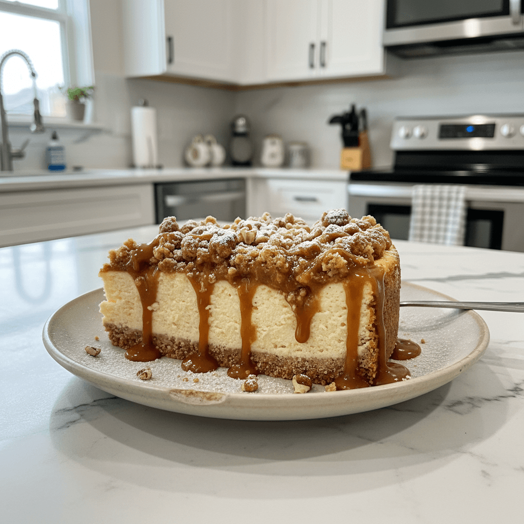 Rustic Caramel Apple Crumble Cheesecake Recipe