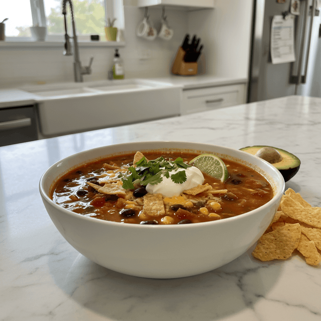 Hearty Crockpot Vegetarian Tortilla Soup for Weeknights