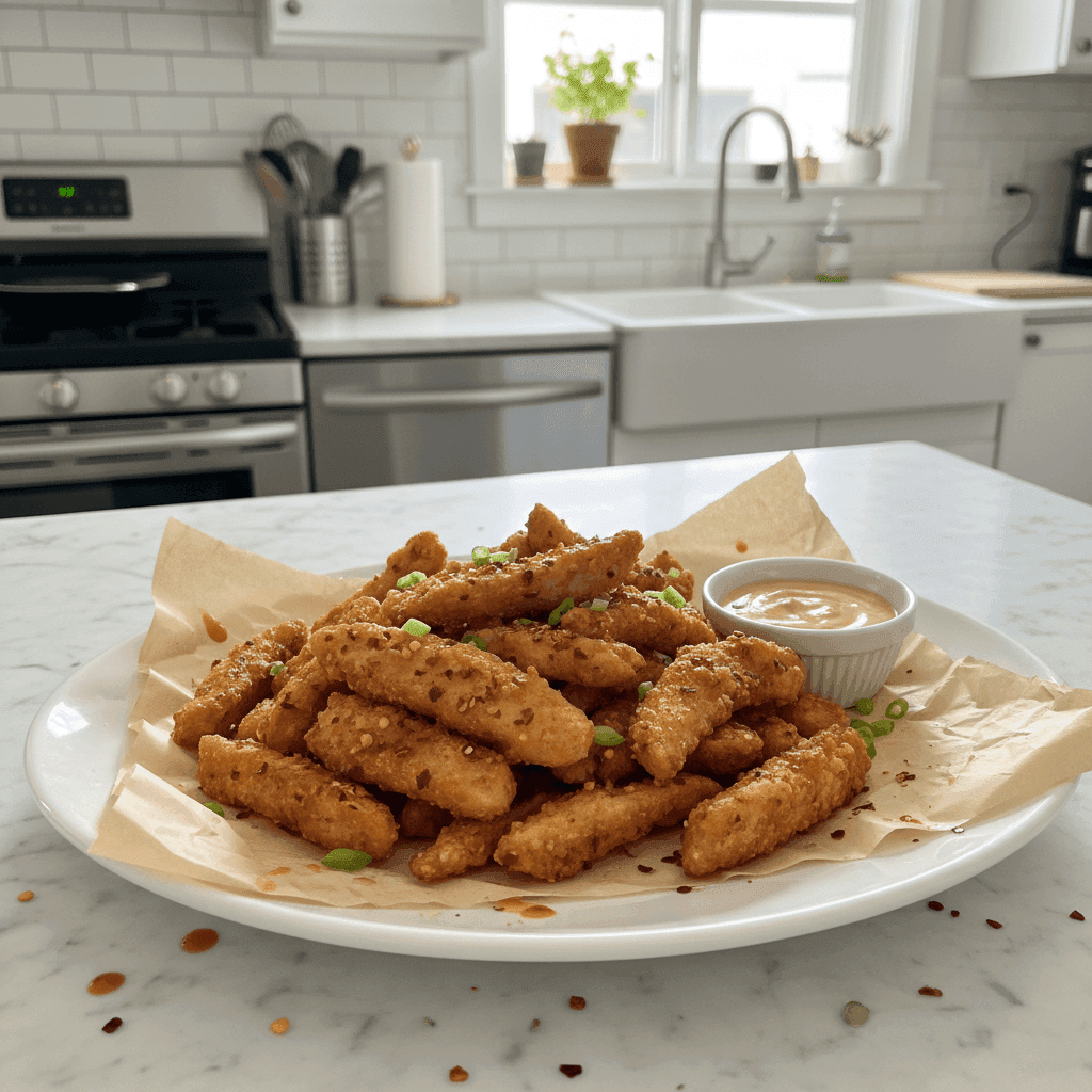 Crispy Fiery Chicken Fries: A Spicy Snack Delight
