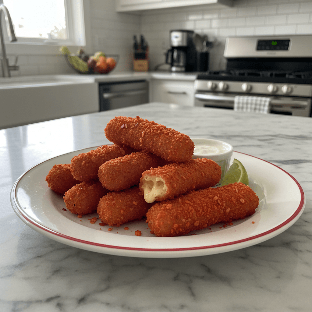 Crispy Hot Cheeto Mozzarella Sticks: My Spicy Snack