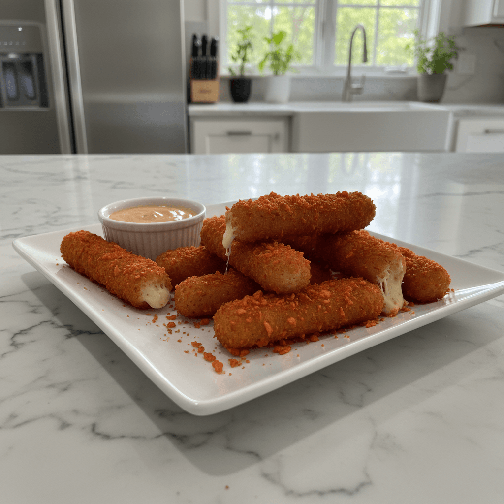 Hot Cheeto Mozzarella Sticks: Crunchy, Melty, Spicy