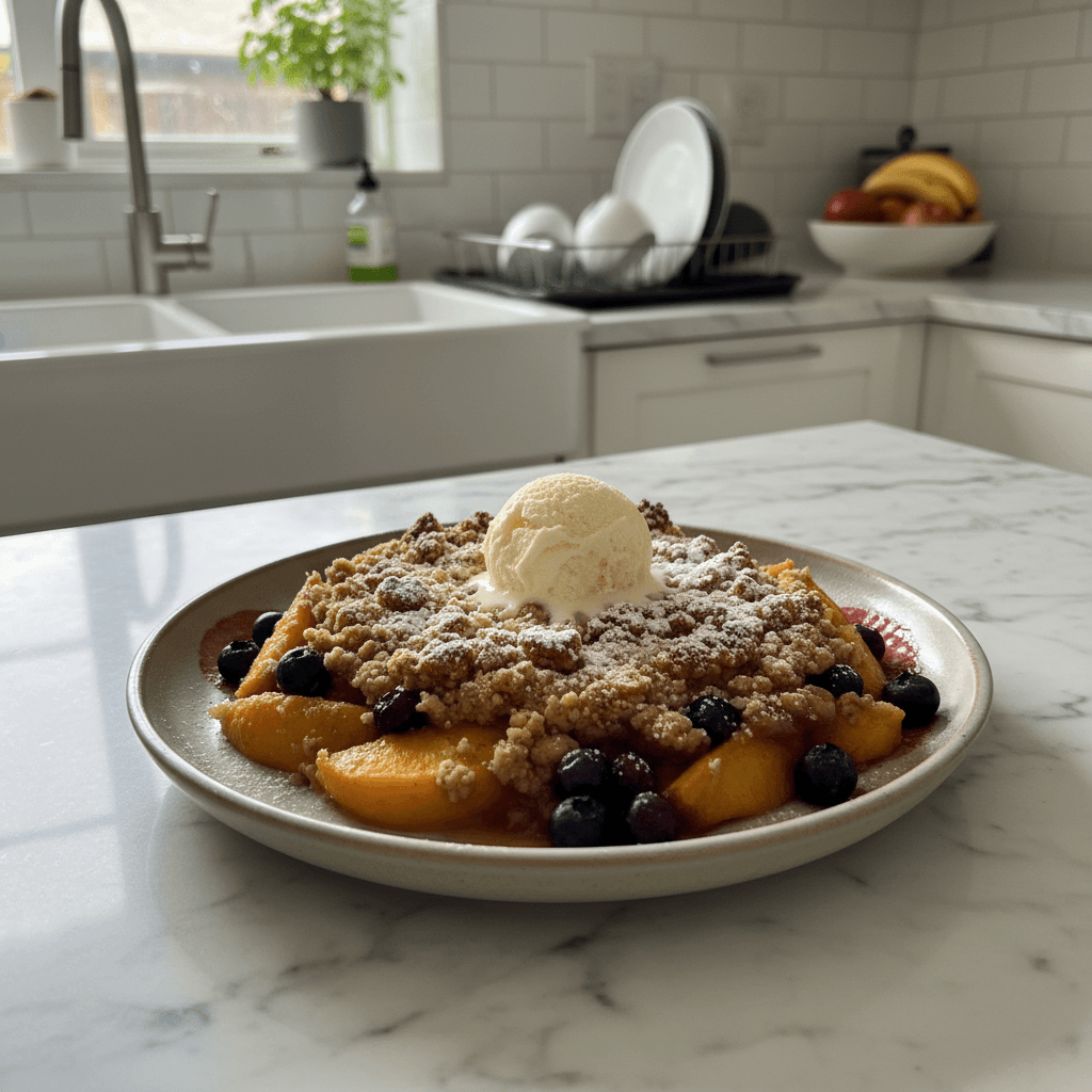 Rustic Peach and Blueberry Crumble: A Homestyle Treat