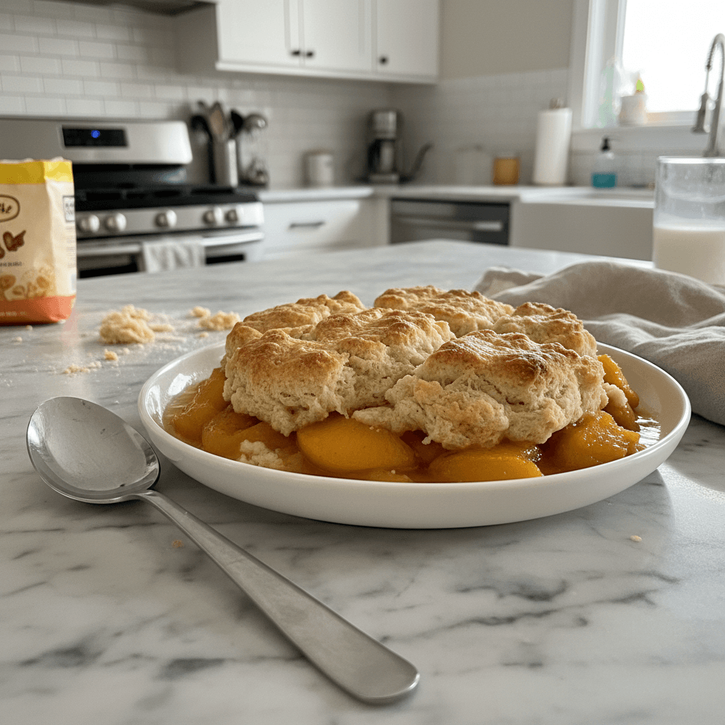 Homestyle Peach Cobbler with Fluffy Biscuit Topping