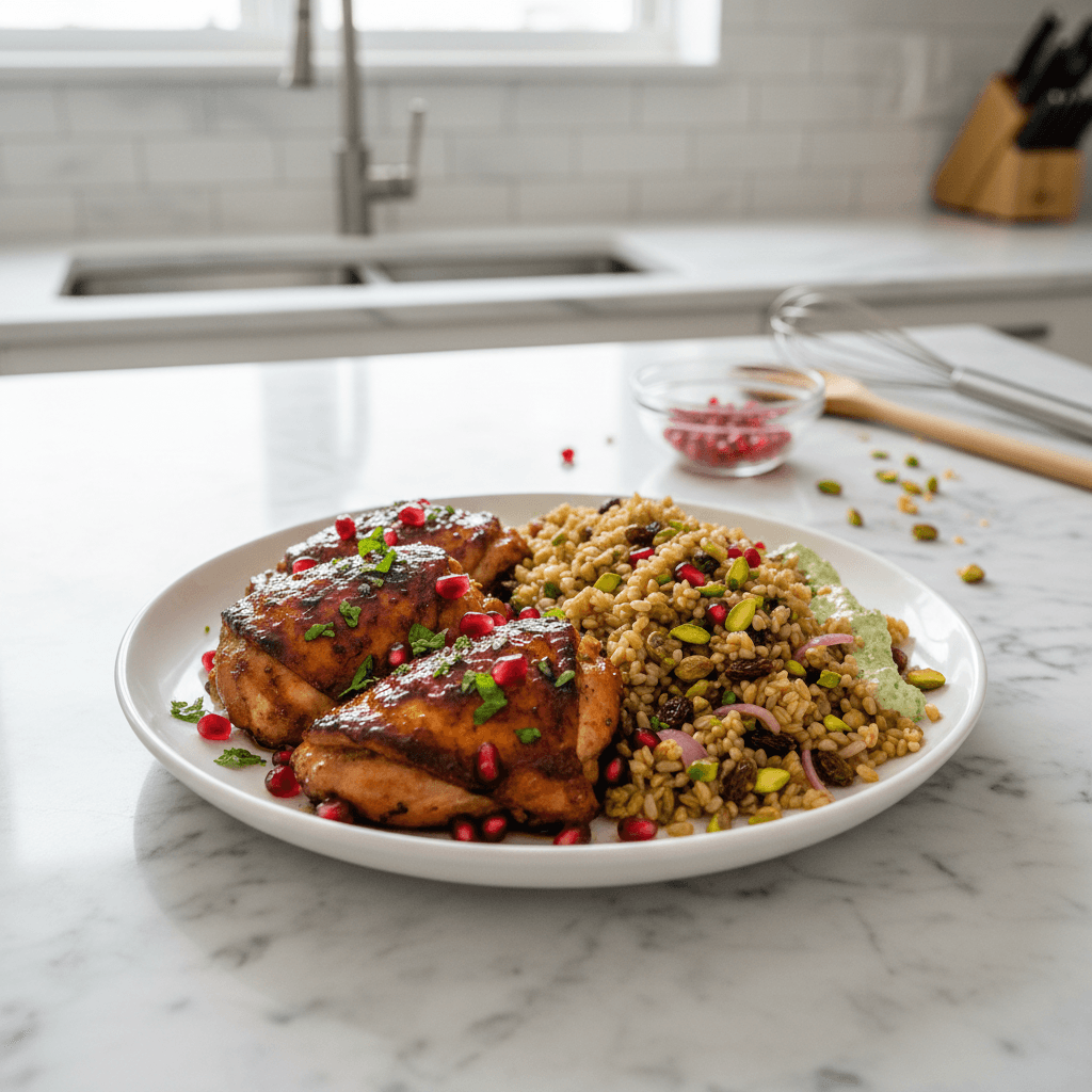 Tangy Pomegranate-Glazed Chicken Thighs: A Festive Dinner