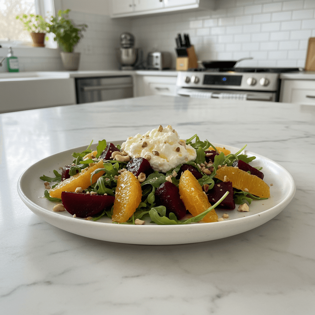 Colorful Roasted Beet Orange Salad with Whipped Feta