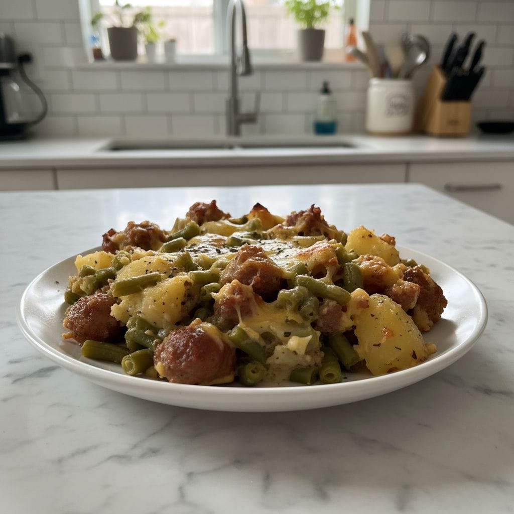 Hearty Sausage Green Bean Potato Casserole