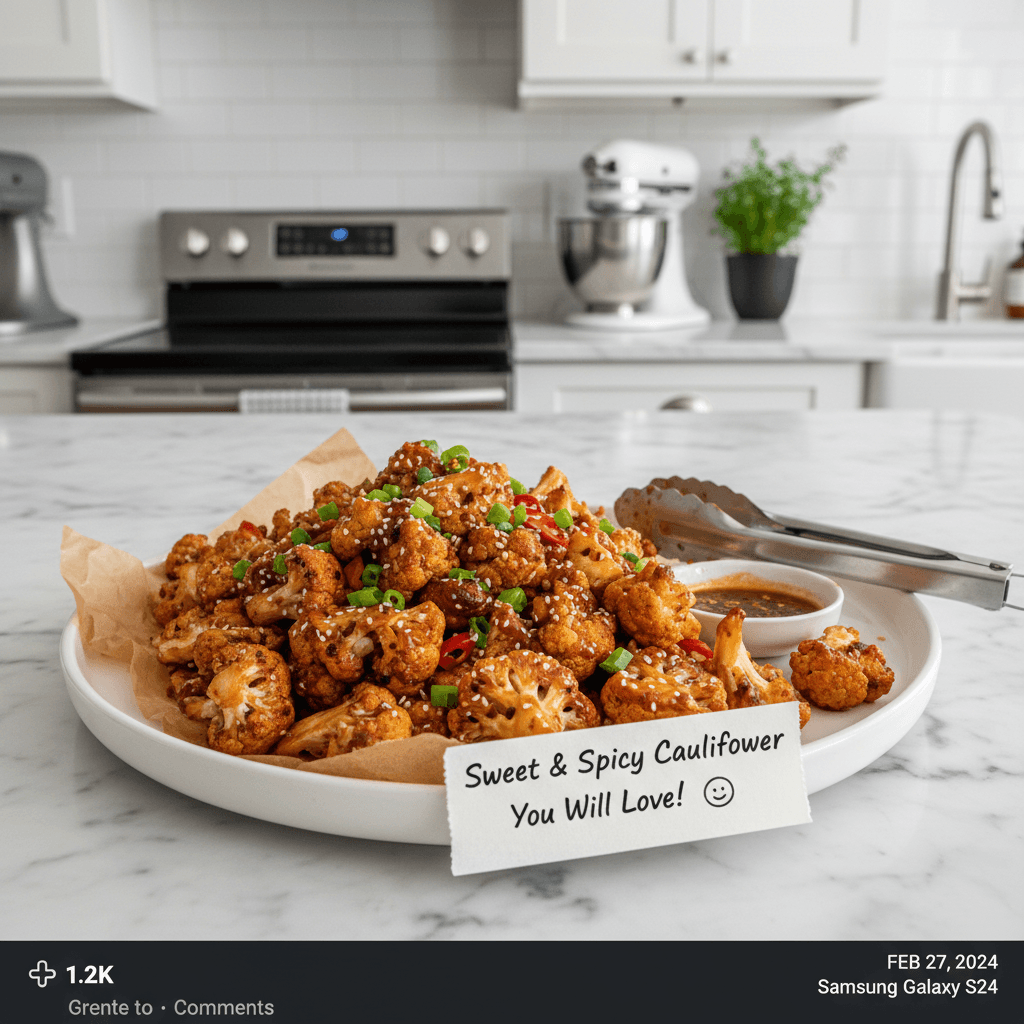 Crispy Sweet & Spicy Cauliflower Bites