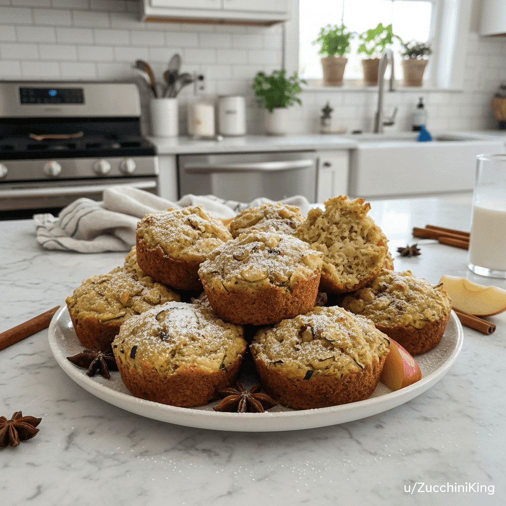 Sweet Zucchini Muffins with Apple and Warm Spices
