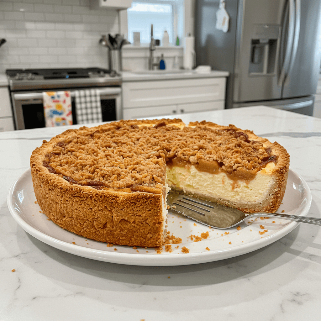 Creamy Apple Crisp Cheesecake Pie Recipe