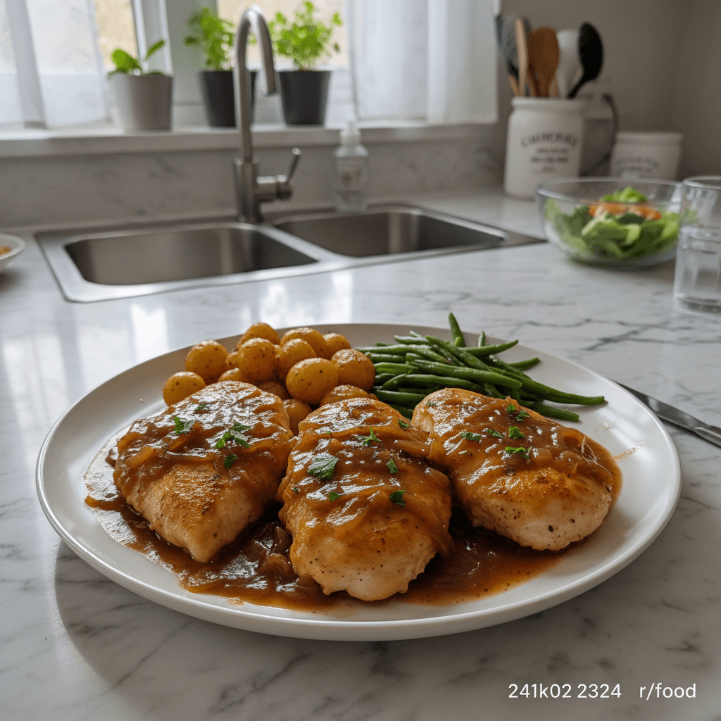 Tender Baked Chicken Breasts in Onion Gravy