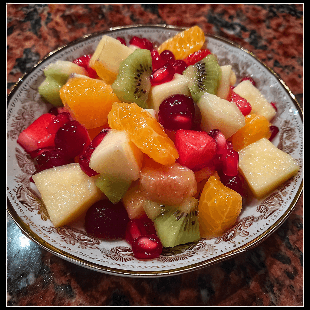 Sparkling Christmas Fruit Salad with Citrus Drizzle