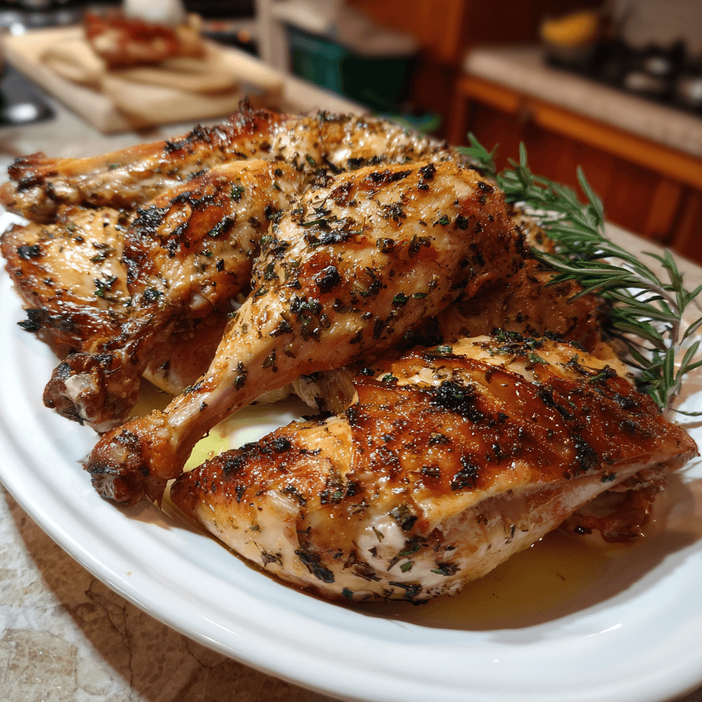 Crispy Garlic Herb Spatchcock Turkey for Holidays