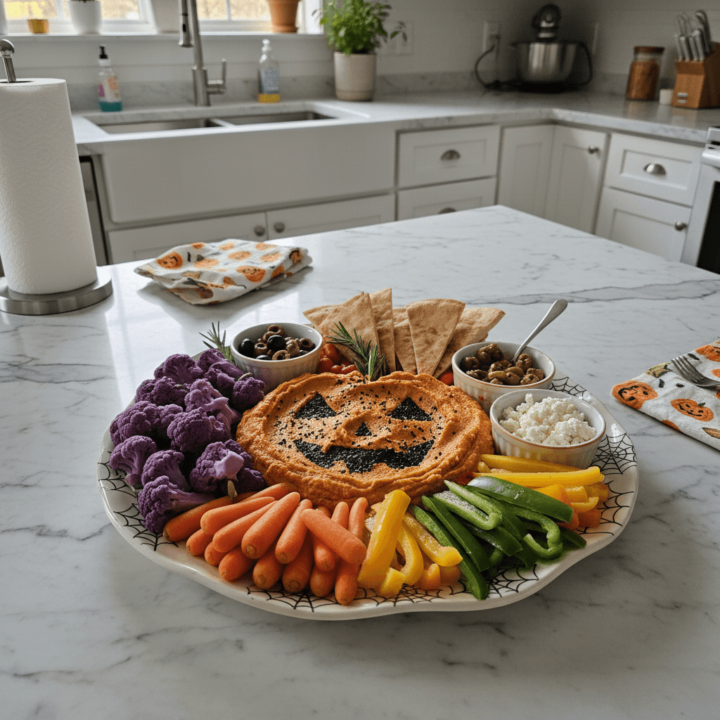 Harvest Hummus Board: Festive Fall Veggie Platter