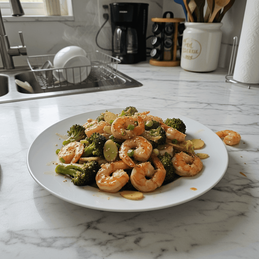 Quick Shrimp and Broccoli Ginger Stir-Fry Dinner