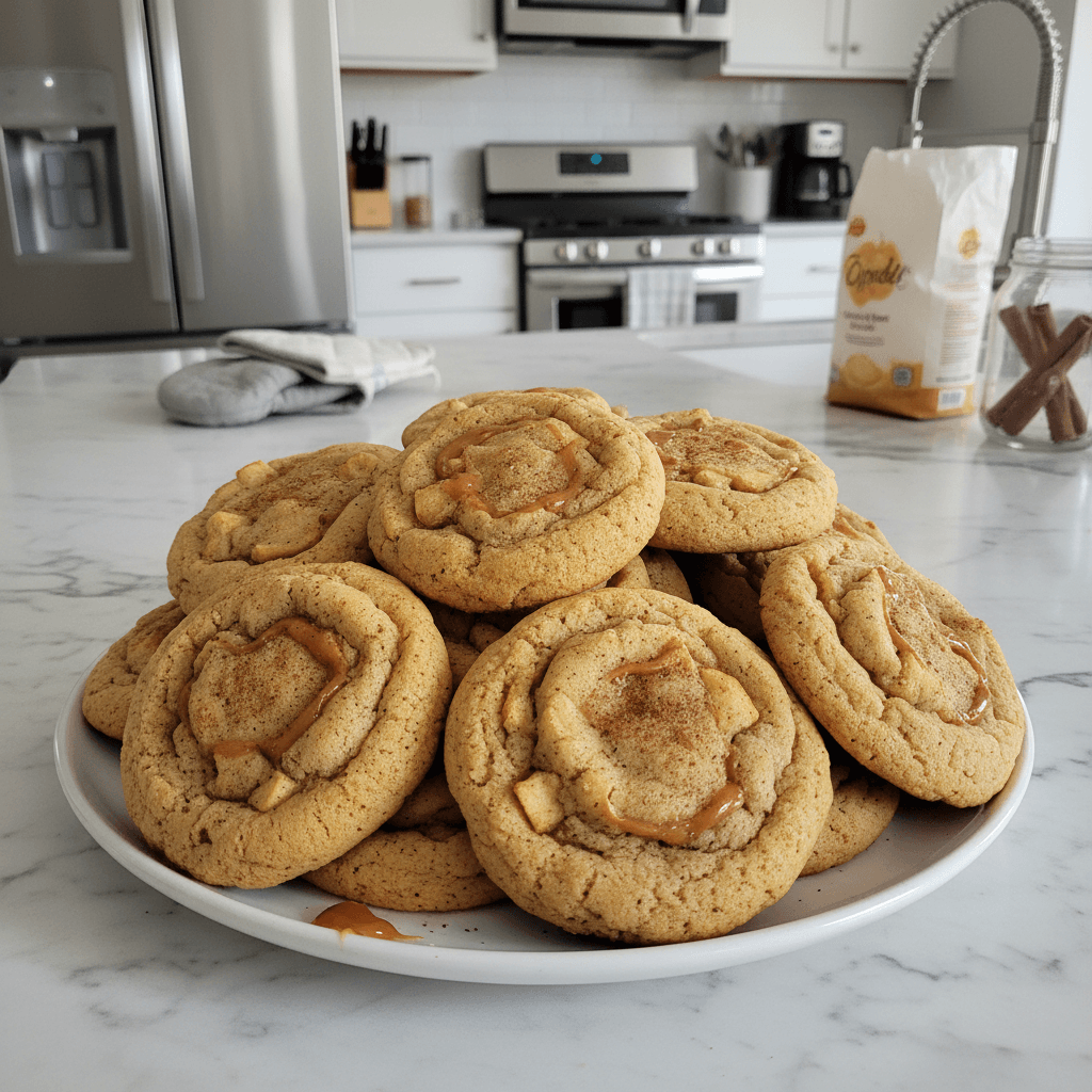 Soft Caramel Apple Spice Cookies with a Swirl
