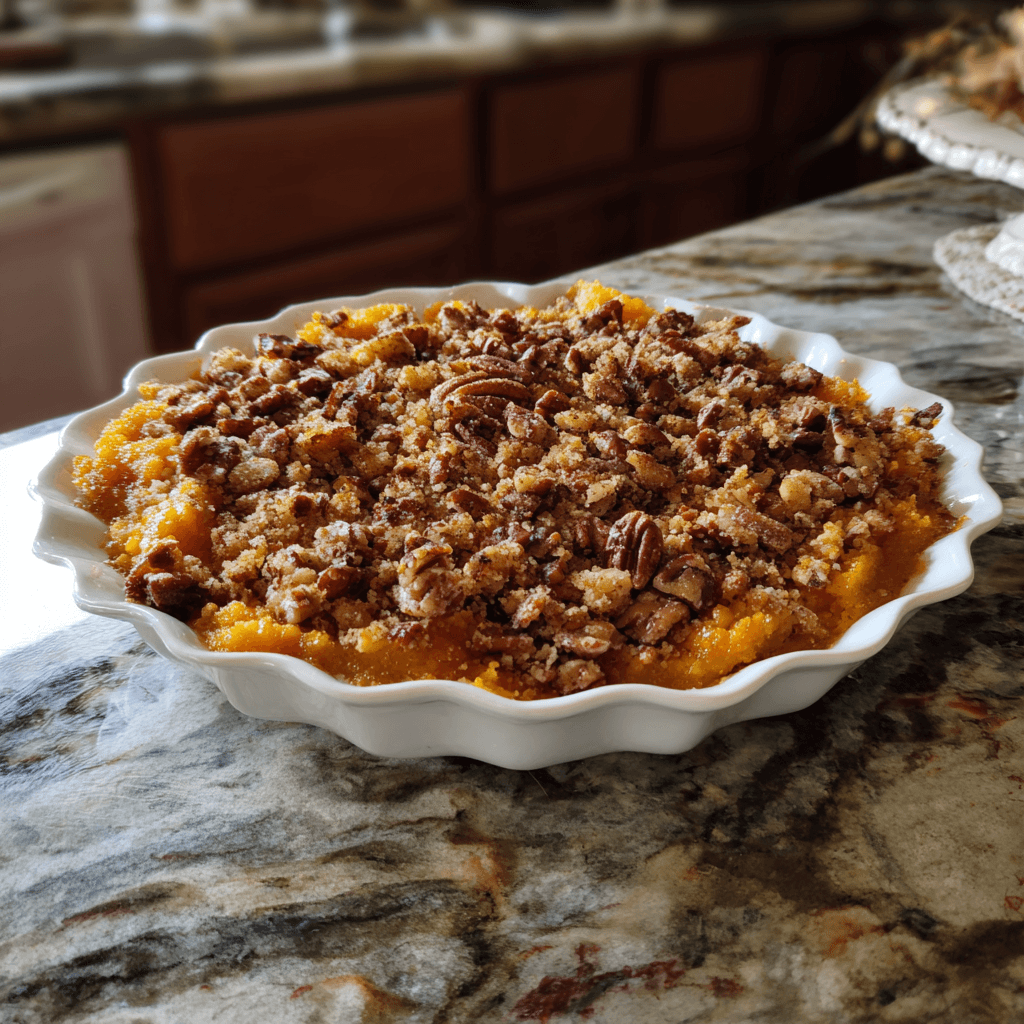 Southern Sweet Potato Casserole with Pecan Crunch