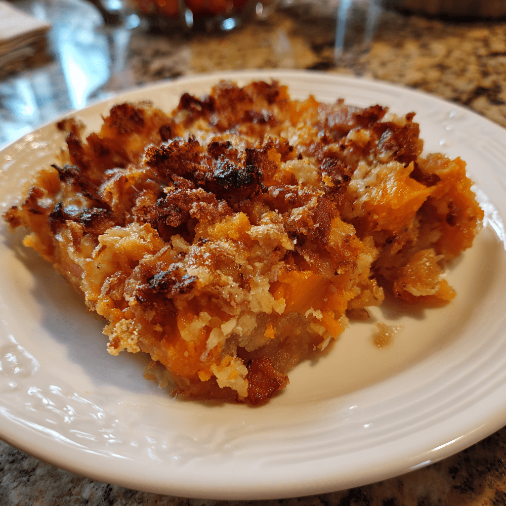 Creamy Sweet Potato Casserole with Pecan Crunch