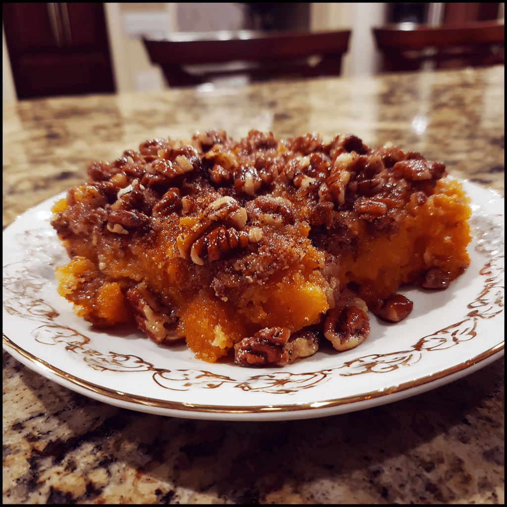 Homestyle Sweet Potato Casserole with Pecan Topping