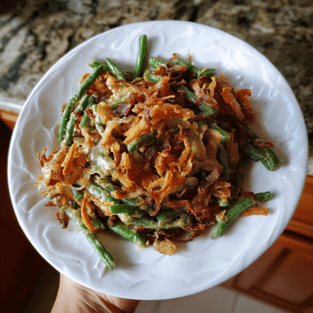 Homestyle Green Bean Casserole: Creamy, Crispy Onions