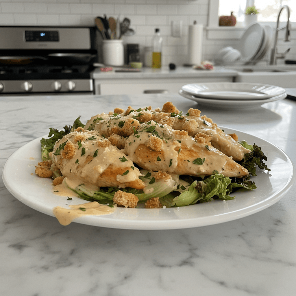 Creamy Baked Caesar Chicken with Parmesan Sauce