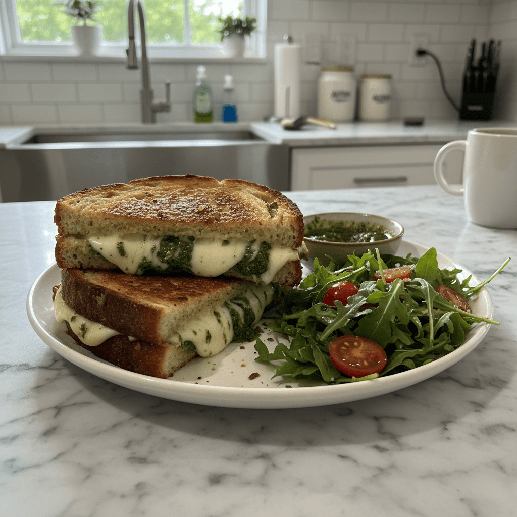 Crispy Pesto Grilled Cheese: Quick & Flavorful