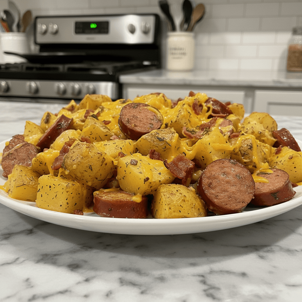 Hearty Cheesy Ranch Potatoes & Smoked Sausage Skillet