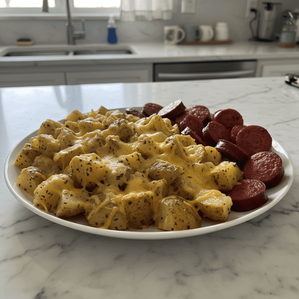 Creamy Cheesy Ranch Potatoes & Smoked Sausage Skillet