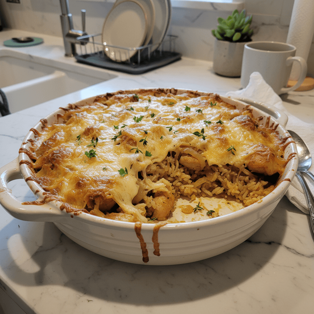 Homestyle French Onion Chicken Rice Bake