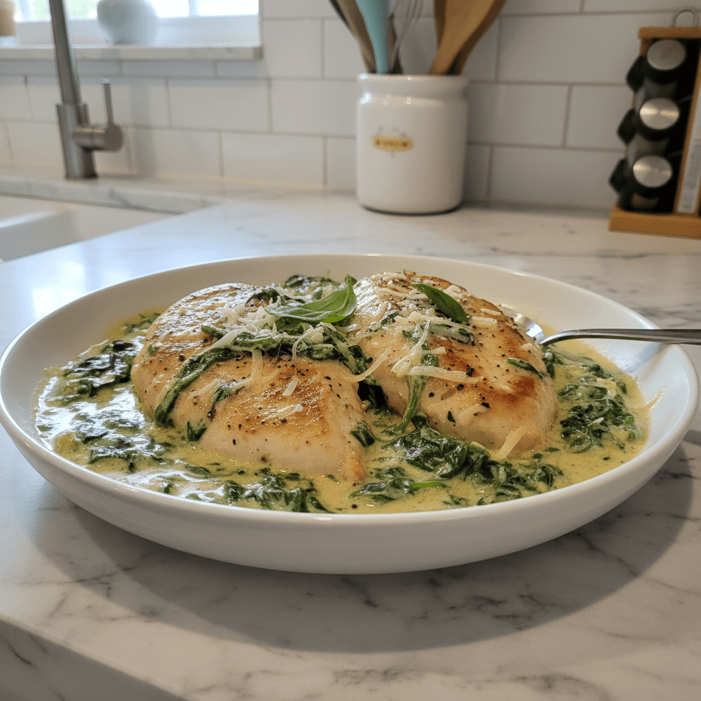Creamy Chicken Breast with Spinach Parmesan Sauce