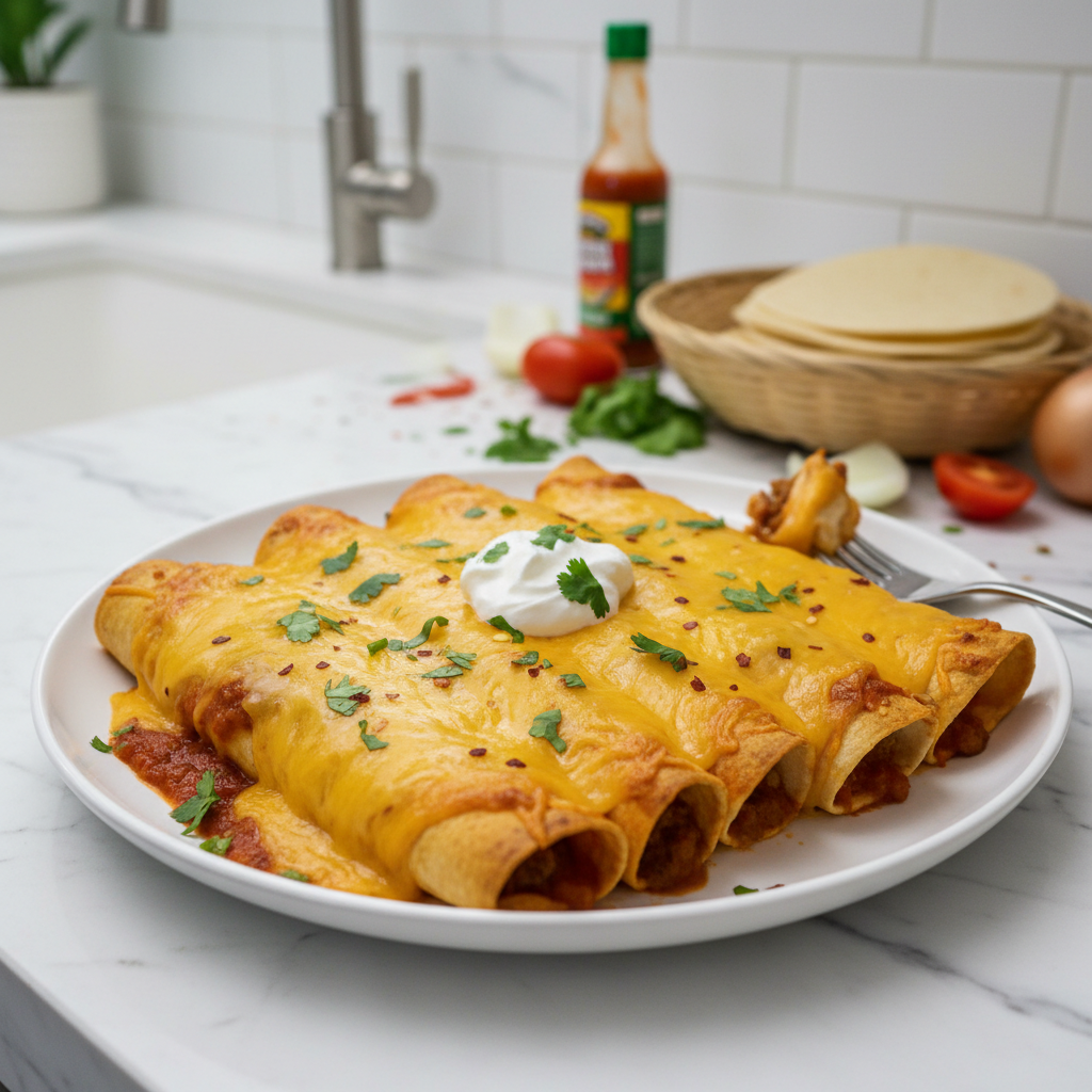 Easy Cheesy Ground Beef Enchiladas: Hearty Family Dinner