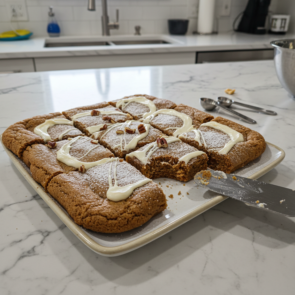 Chewy Gingerbread Cookie Bars with Cream Cheese Frosting