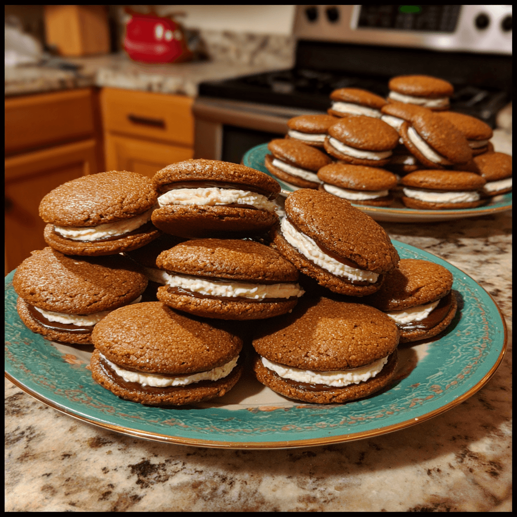 Spiced Gingerbread Cookie Sandwiches: Creamy Filling