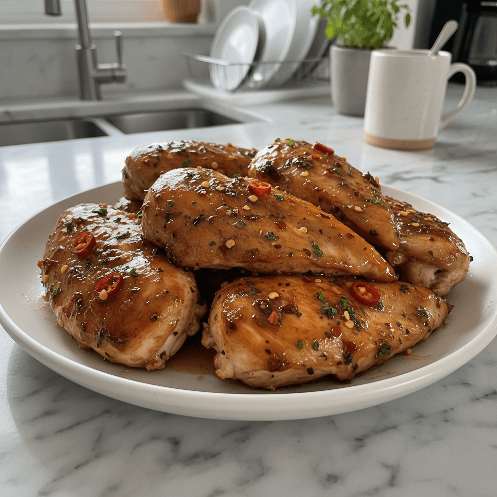 Spicy-Sweet Hot Honey Baked Chicken Breasts